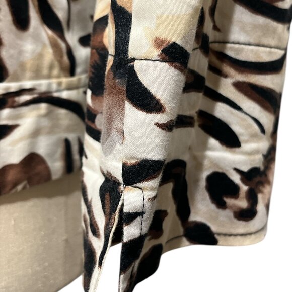 BELLISSIMA 🇨🇦 Bomber Jacket Abstract Floral Animal Print Size 10 Brown - Picture 5 of 10